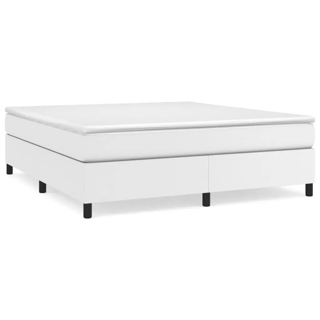 Box Spring Bed Mattress White 76x79.9 King Faux Leather Bed Frame