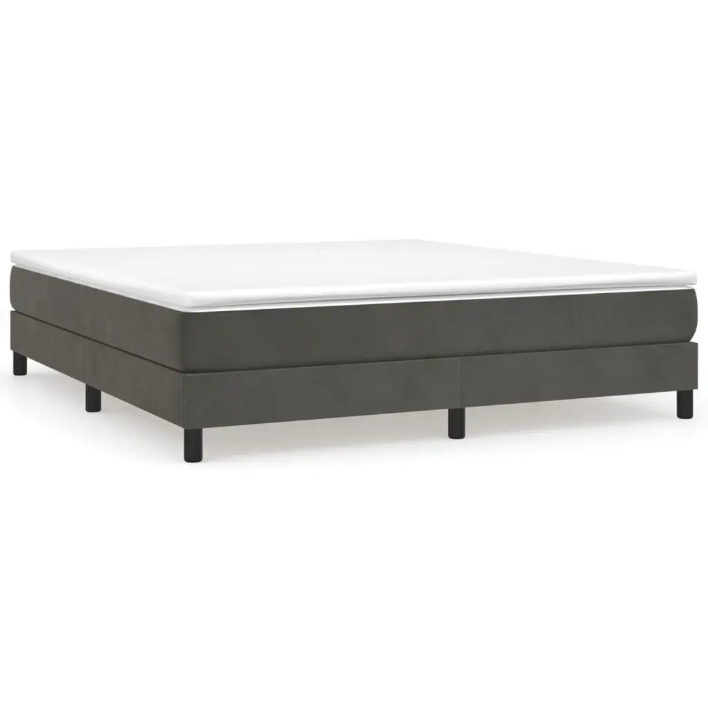 Bed Frame without Mattress Dark Gray King Velvet Upholstered Platform Base