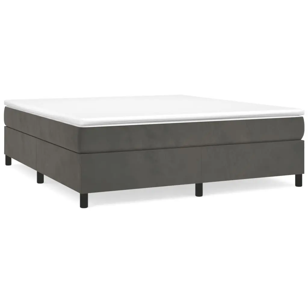 Bed Frame without Mattress Dark Gray King Velvet Upholstered Platform US Only