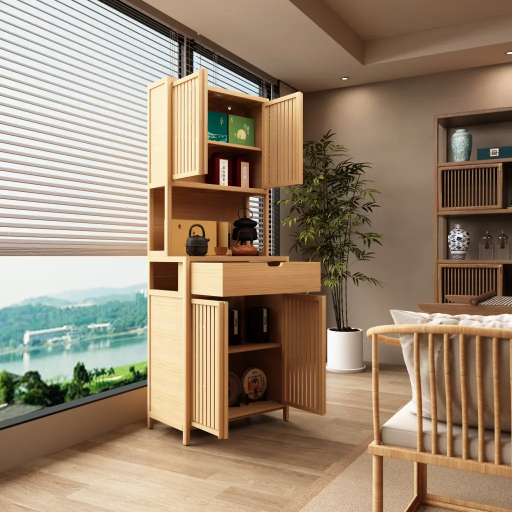 Natural Bamboo Tea Cabinet 1 or 2 Drawers Storage Organizer rnb
