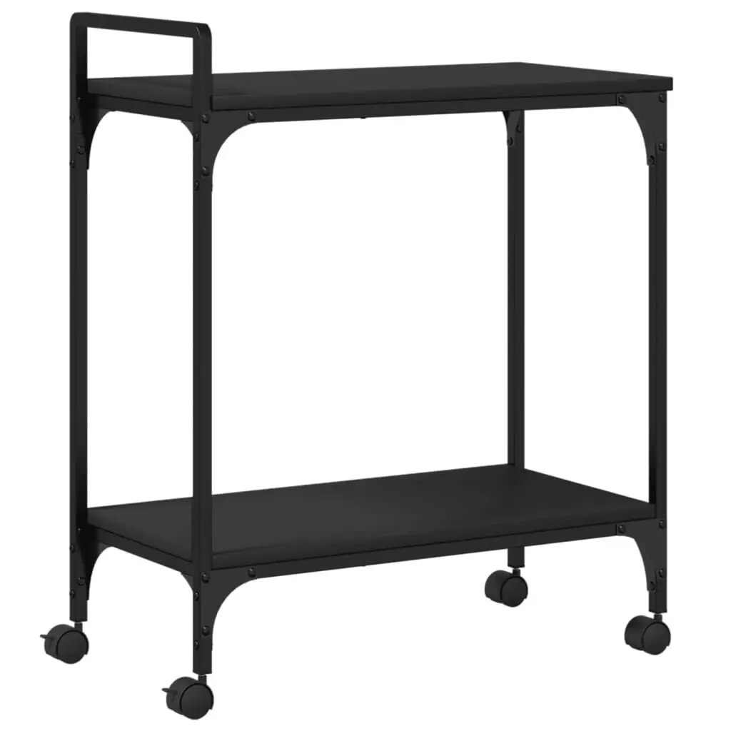 Kitchen Trolley Black 23.8x12.2x28.5 Inches Engineered Wood Utility Cart