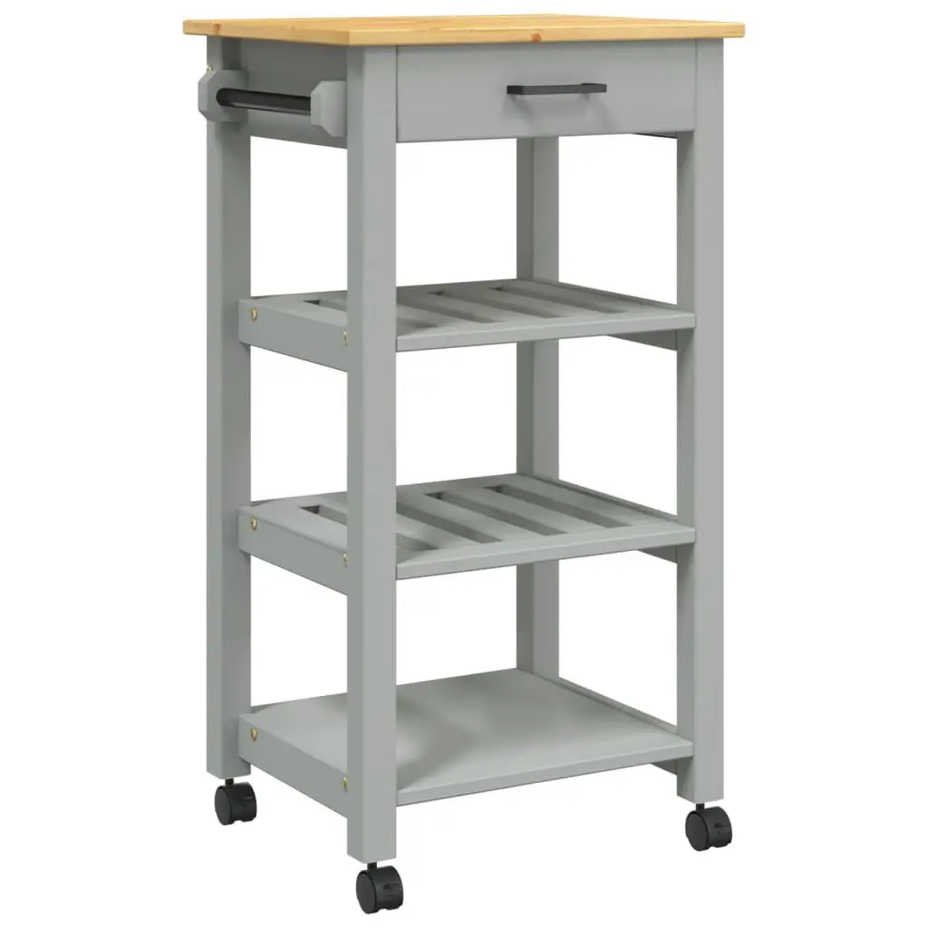 Kitchen Trolley MONZA 18.9x15.7x35.4 Inches Solid Wood Pine Storage Cart