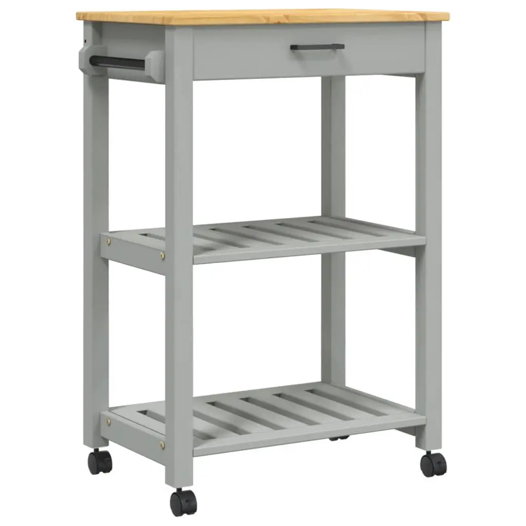 Kitchen Trolley MONZA 23.6x15.7x35.4 Inches Solid Wood Pine Storage Cart