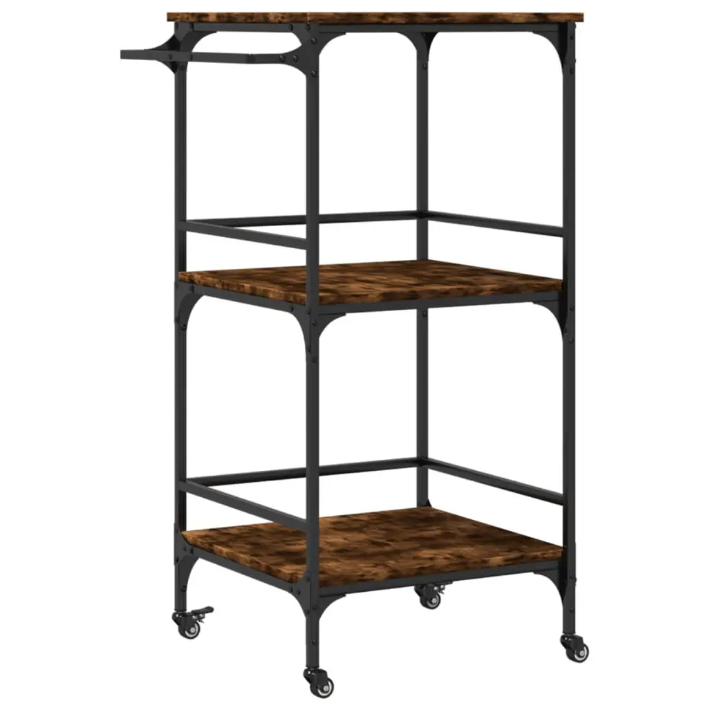 Kitchen Trolley Smoked Oak 23.8x19.7x41.3 Inches Engineered Wood Storage Cart
