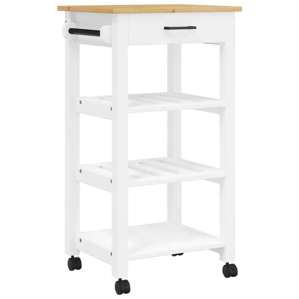 Kitchen Trolley MONZA 18.9x15.7x35.4 Inch Solid Wood Pine Rolling Cart