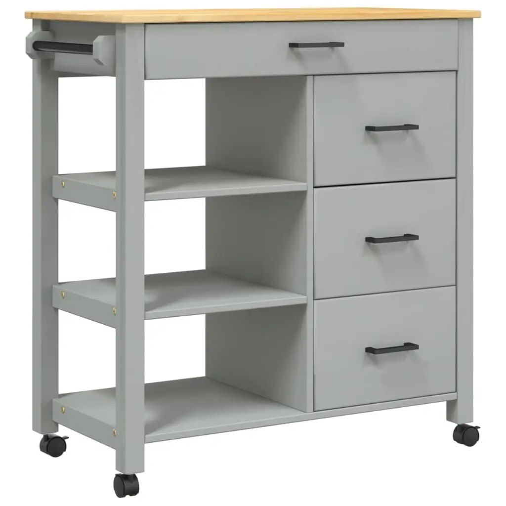 Kitchen Trolley MONZA Solid Wood Pine 33.1x15.7x35.4 Inches