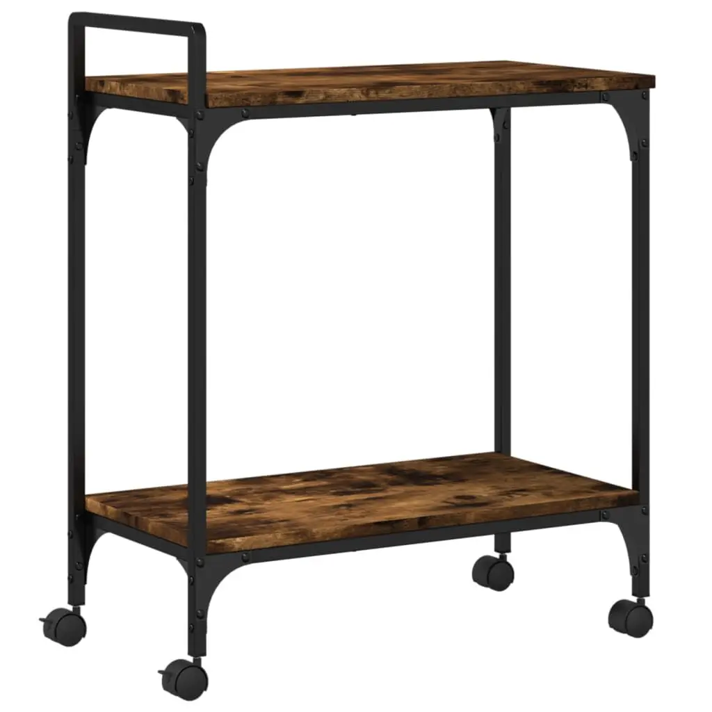 Kitchen Trolley Smoked Oak 23.8x12.2x28.5 Inches Engineered Wood Serving Cart