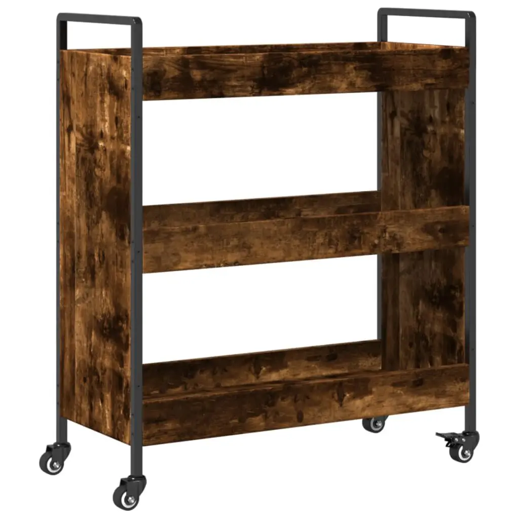 Kitchen Trolley Smoked Oak 27.6x11.8x32.3 Inches Engineered Wood Cart