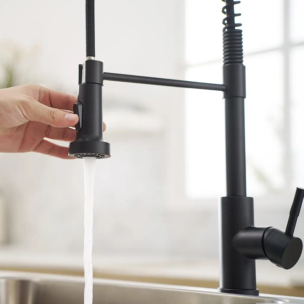 Professional Grade Black Kitchen Faucet Pull Out Sprayer flg
