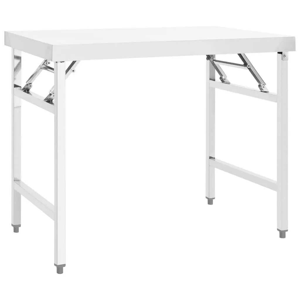 Kitchen Folding Work Table 39.4x24x32 Inches Stainless Steel Prep Table