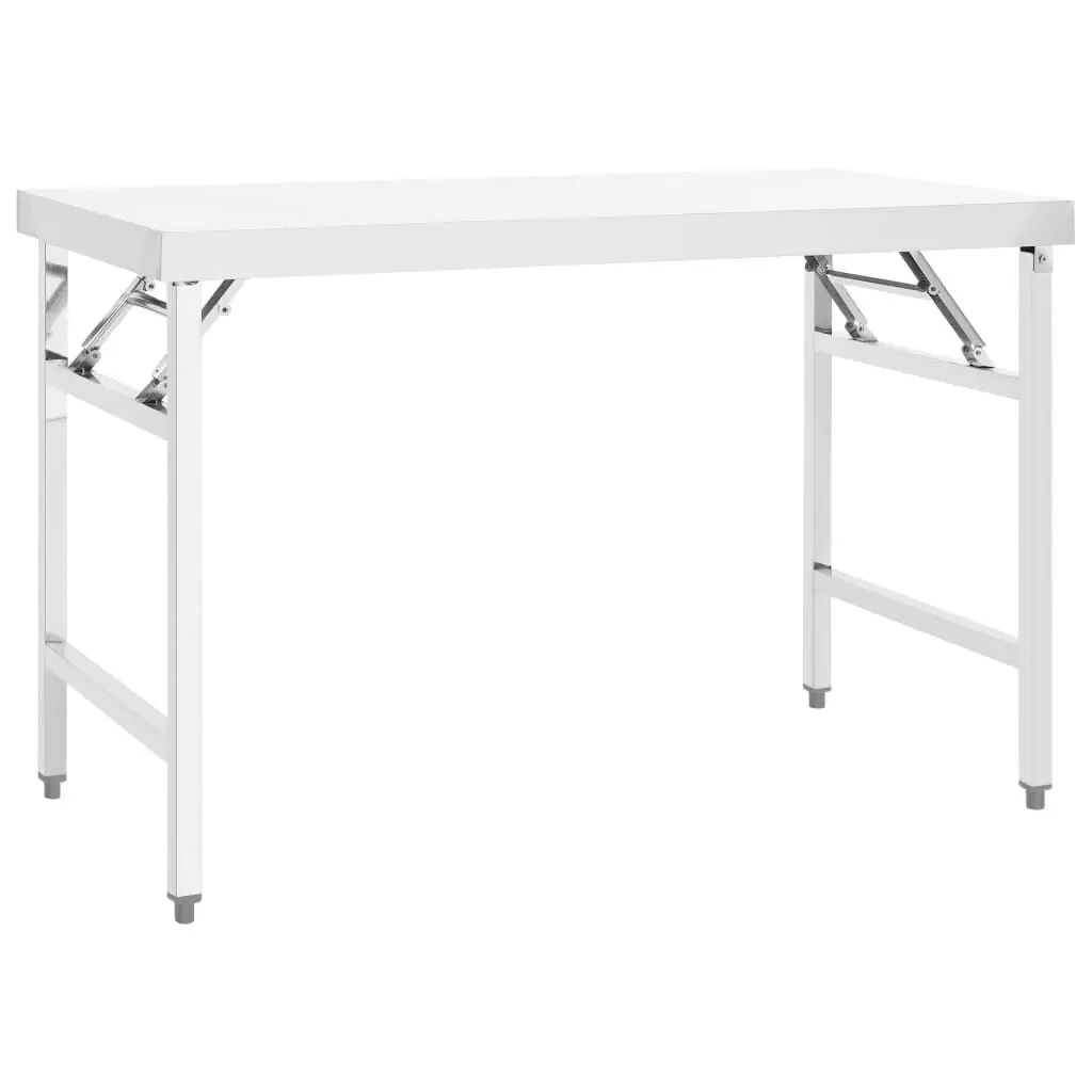 Kitchen Folding Work Table 47.2x24x32 Inches Stainless Steel Portable Island