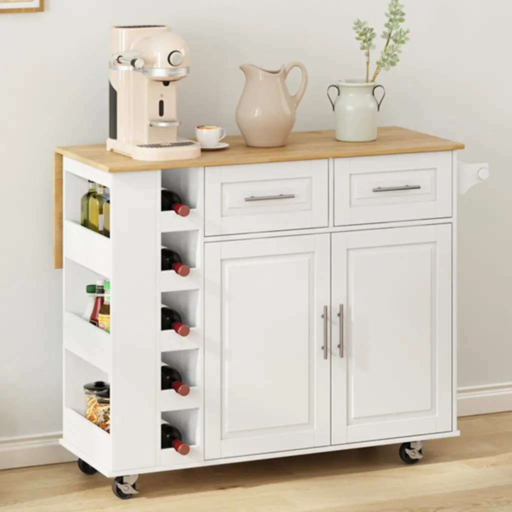 Multi Practical Kitchen Island Shopping Basket 2 Door Cabinet and Drawers spribung
