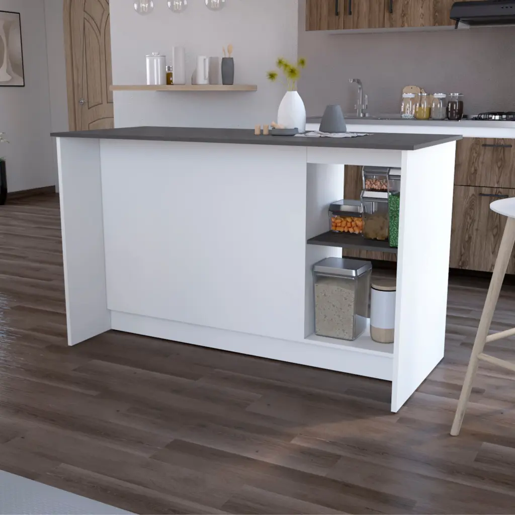 White and Onyx Double Door Kitchen Island Cabinets Gray Finish furniture max