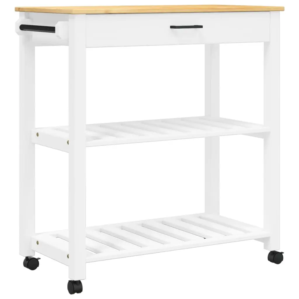 Kitchen Trolley MONZA 33.1x15.7x35.4 Inch Solid Wood Pine Island Cart