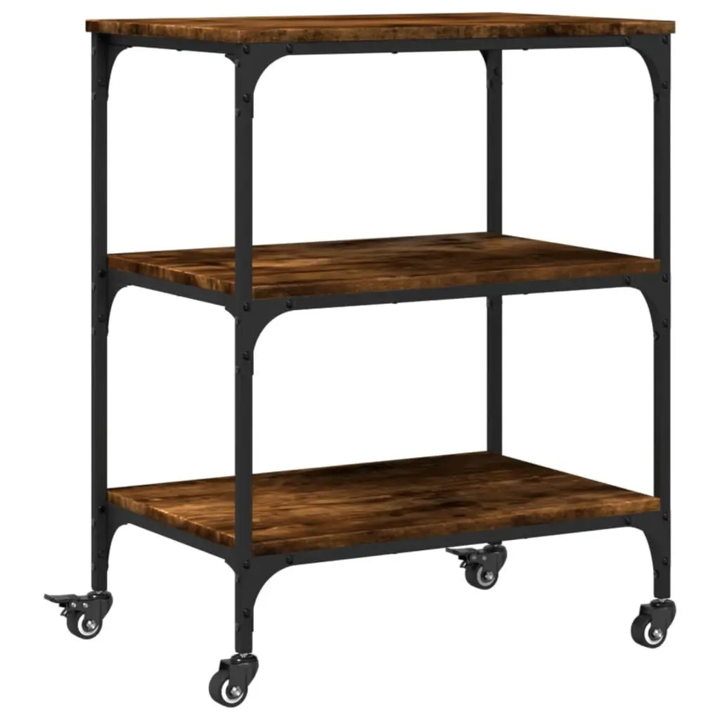 Kitchen Trolley Smoked Oak 23.6x16.1x29.9 Inches Engineered Wood Mobile Island