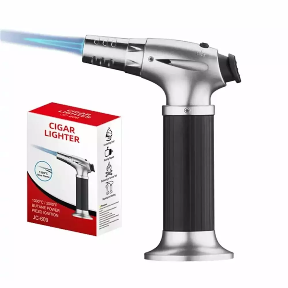 Butane Torch Lighter Kitchen Torch Refillable Blow Torch Safety Lock Adjustable Flame BBQ Creme Brulee Baking