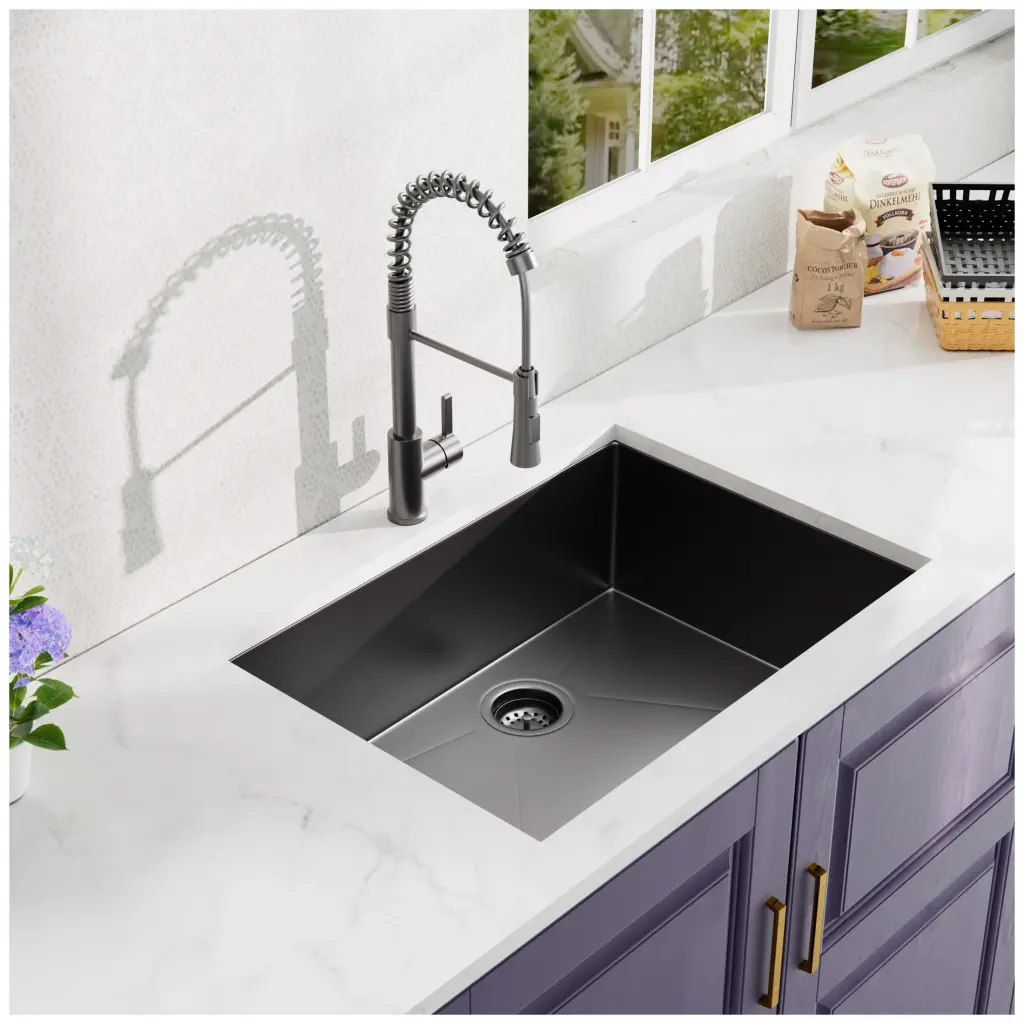 27X17 Inch Undermount Gunmetal Black Stainless Steel Kitchen Sink alwen