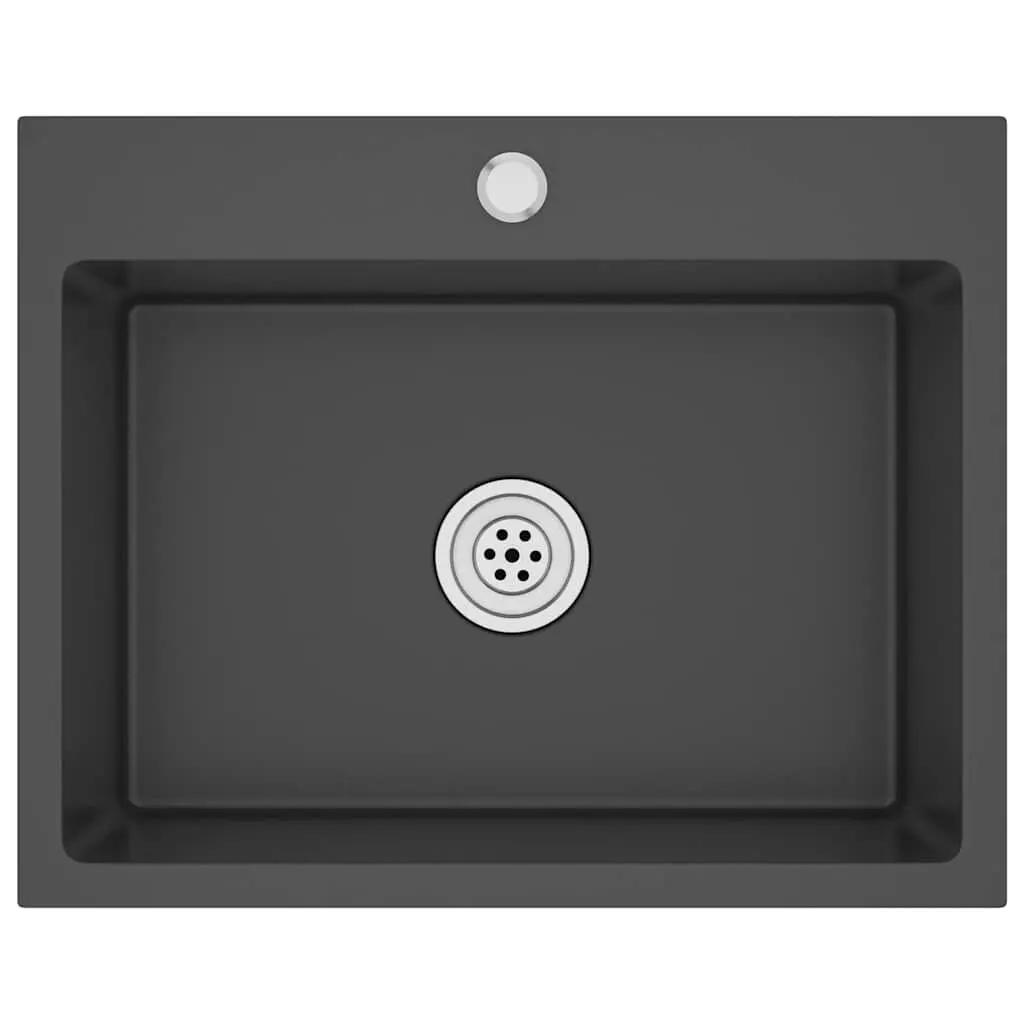 Handmade Kitchen Sink Black Stainless Steel Single Bowl