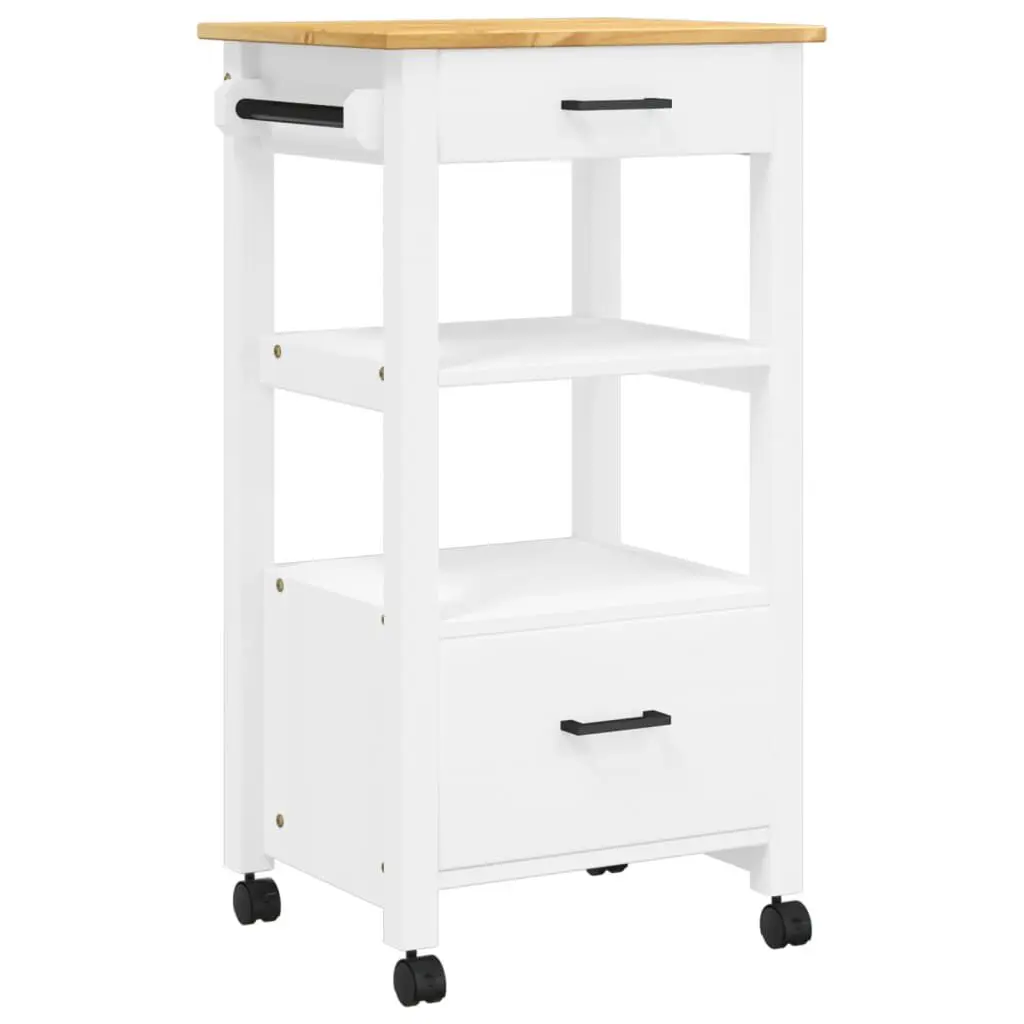 Kitchen Trolley MONZA 18.9x15.7x35.4 Inches Solid Wood Pine Mobile Cart