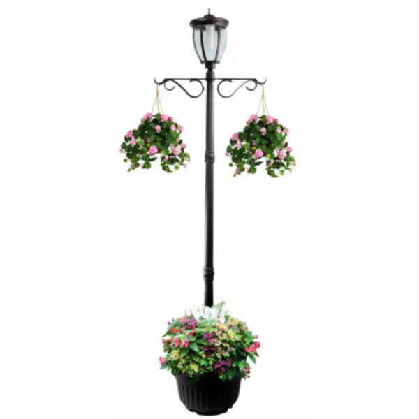Sun-Ray 352064 Kenwick Single Head Solar Lamp Post and Planter Bronze 7 Feet Tall