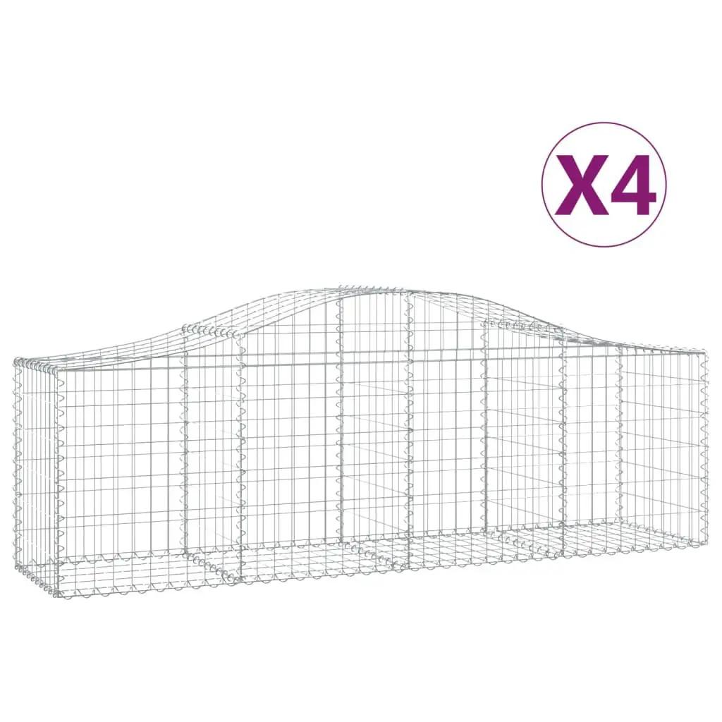 4 Pack Medium Arched Gabion Binquireets 78.7x19.7x23.6/31.5 Inch Galvanized Iron Garden Border