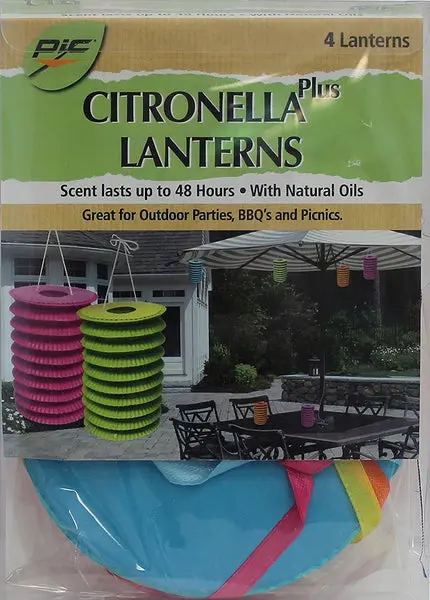 Pic CYL-LAN Mosquito Repellent Citronella Plus Paper Lanterns 4-Pack