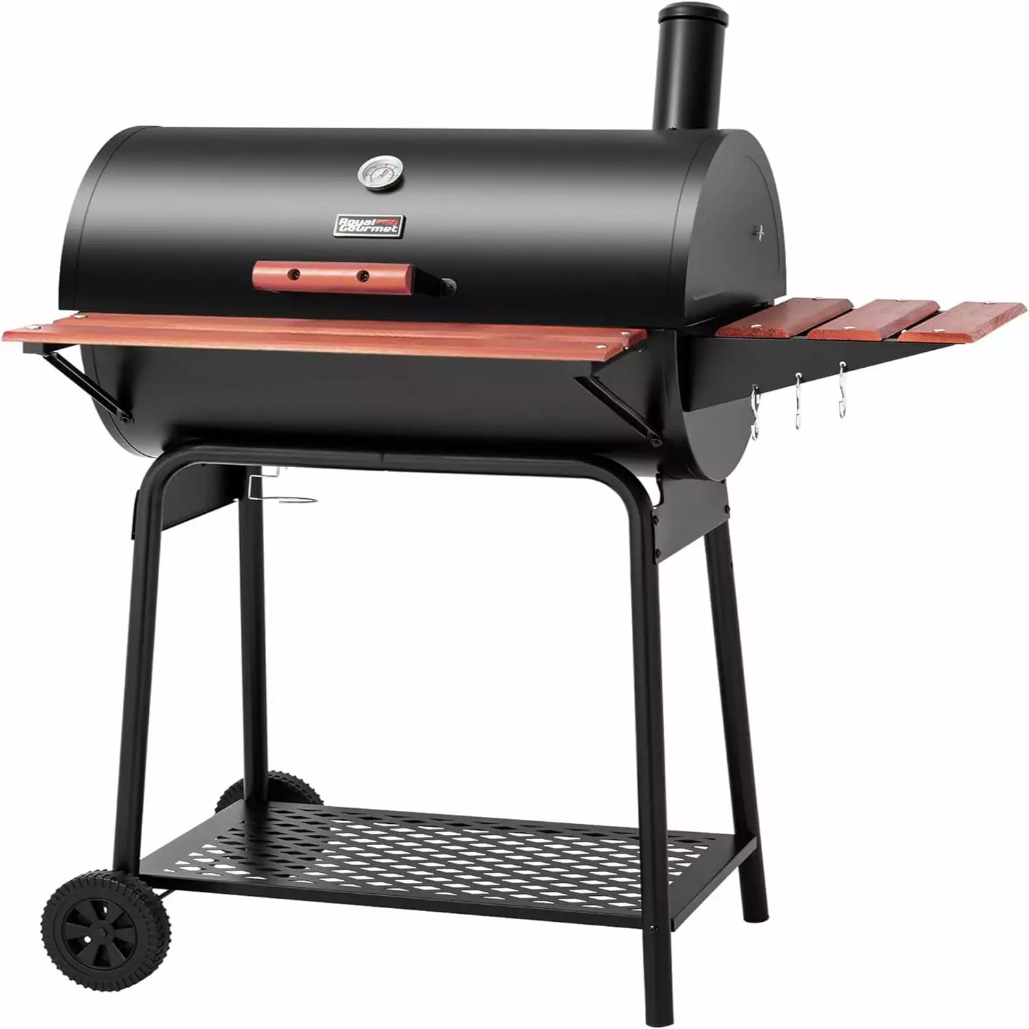 CC1830V 30 Barrel Charcoal Grill Wood-Painted Side Table 627 Sq Inches Cooking Space