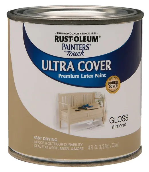 Rust-Oleum 1994730 Painter's Touch Ultra Cover Gloss Latex Paint Almond 1/2 Pint