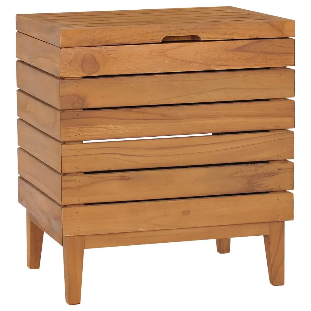 Laundry Bin 15.7x11.8x17.7 Inches Solid Teak Wood Hamper Clothes