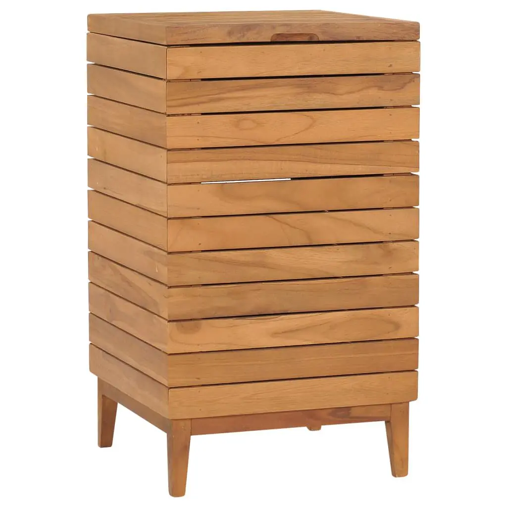 Laundry Bin 15.7x15.7x27.6 Inches Solid Teak Wood Large Clothes Hamper