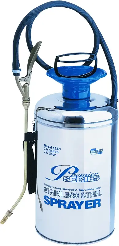 Chapin 1253 Handheld Sprayer, 2 gal Tank, Stainless Steel Tank, 42 L Hose, Chrome