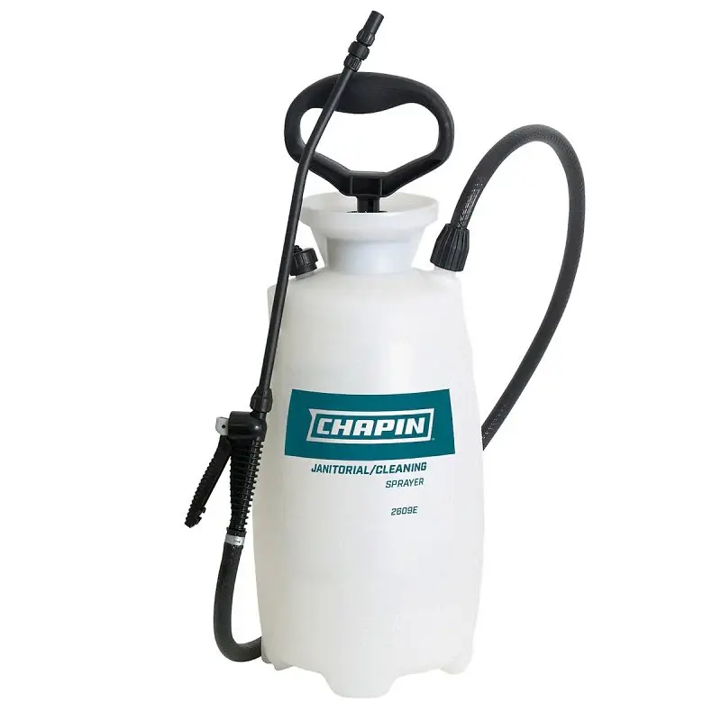 Chapin 2609E Handheld Janitorial/Sanitation Sprayer, 2 gal Tank, Polyethylene Tank, Black/White, 12 L Wand