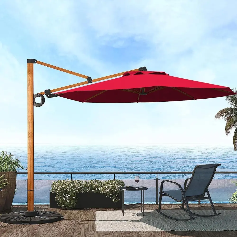 10ft 360 Degree Rotatable Aircraft-grade Patio Umbrella Round Canopy