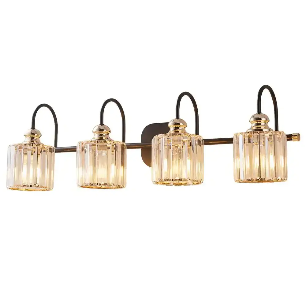 CAD 32 . 4-Lights Low-sheen Black Vanity Light Frosted Glass Shade