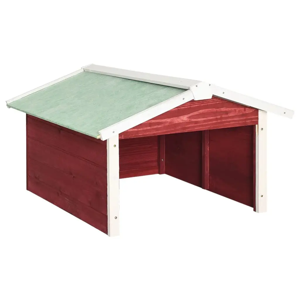Robotic Lawn Mower Garage 28.3x34.3x19.7 Inches Red and White Firwood Storage Box
