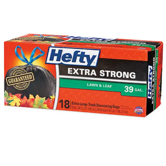 Hefty Lawn & Leaf Bag 39-Gallon 33x41 Inches 1.1 Mil 18-Count