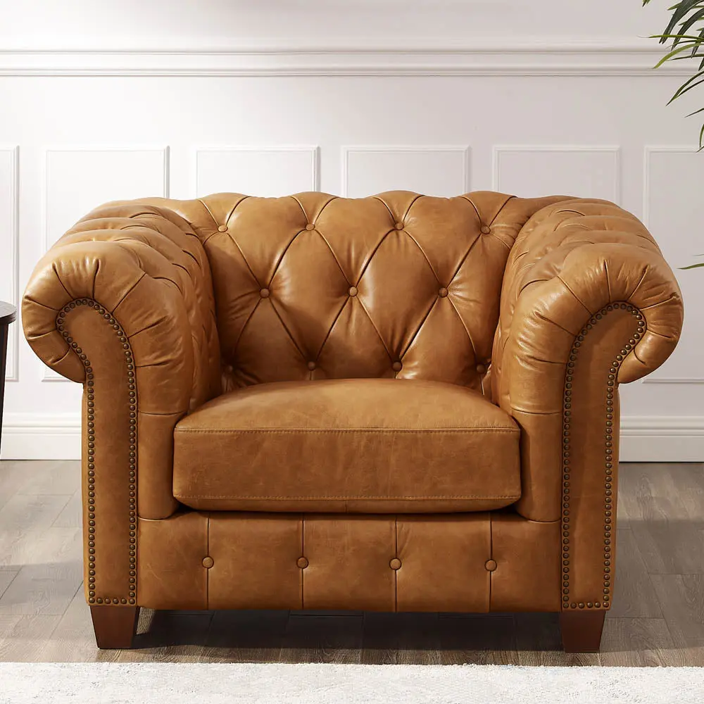 Kingston Waxy Pull Up Hide Chair Brown Down Filling Authentic Hide hydeline furniture