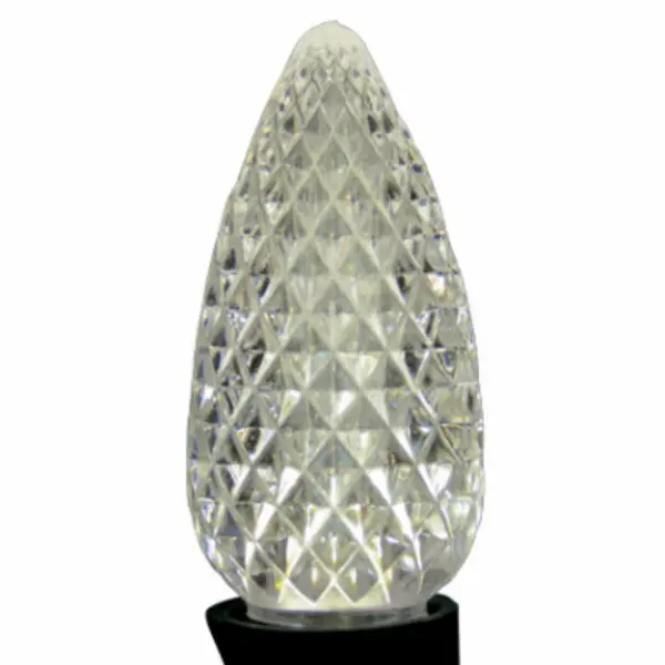 Holiday Bright BU25-LEDFC9-TPW Pure White Faceted C9 SMD LED Bulbs 25-Pack Holiday Bright Lights