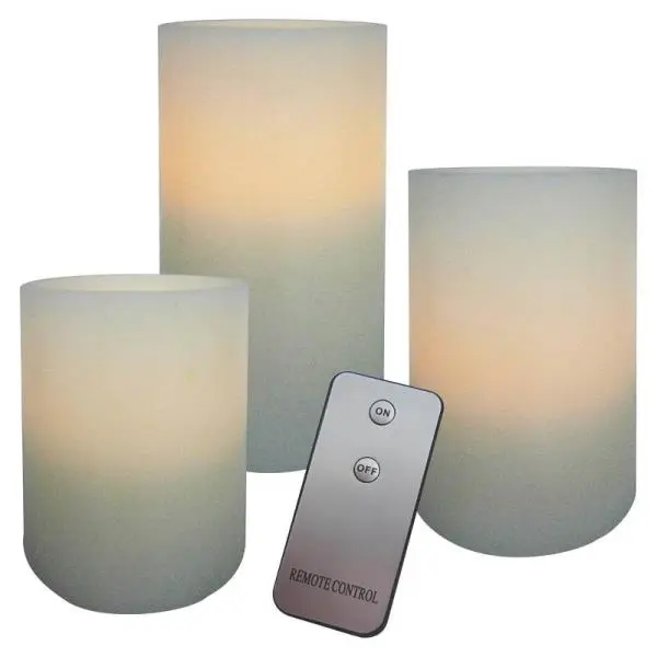 Holiday Basix E03390 Flameless Real Wax LED Pillar Candle 6 Inch Set 3 Home Decor