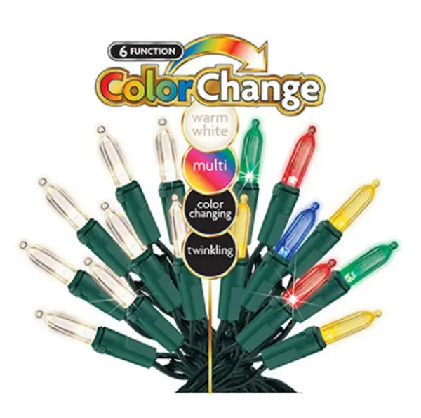 Sylvania V44902-88 Christmas Stay-Lit 6 Function Multi Color Changing LED Lights