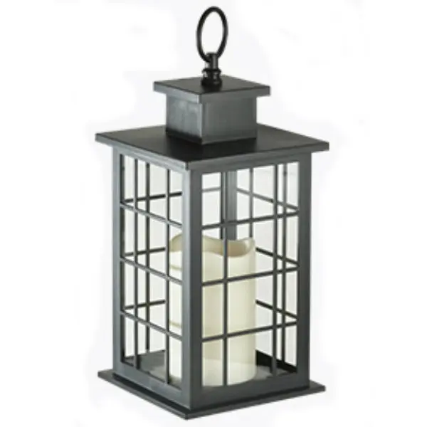 Paradise Plastic Battery-Op LED Flameless Candle Lantern Black Indoor and Outdoor Use Paradise Garden