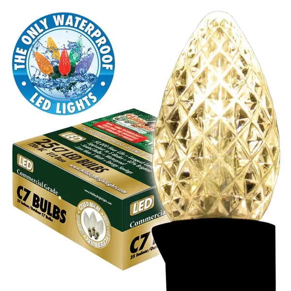 Holiday Bright BU25-LEDFC7-TWW Replacement SMD C7 LED Bulbs Warm White 25 Count Holiday Bright Lights