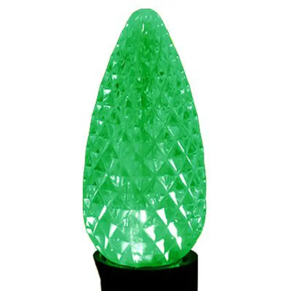 Holiday Bright BU25-LEDFC9-TGR Green Faceted C9 SMD LED Bulbs 25 Pack Christmas Lights Holiday Bright Lights