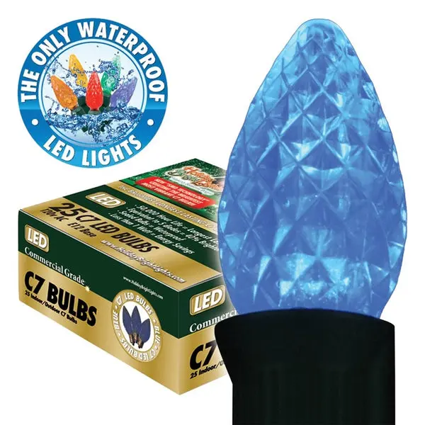 Holiday BU25-LEDFC7-TBL Replacement SMD C7 LED Bulbs Transparent Blue 25 Count Holiday Bright Lights