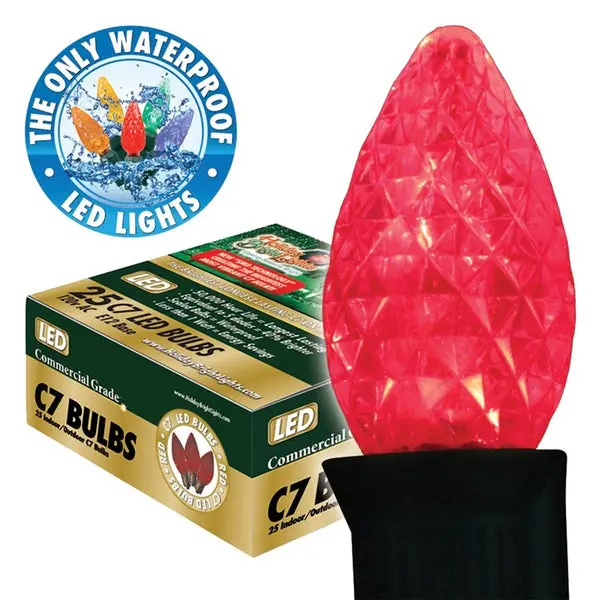 Holiday BU25-LEDFC7-TRD Replacement SMD C7 LED Bulbs Transparent Red 25 Count Holiday Bright Lights