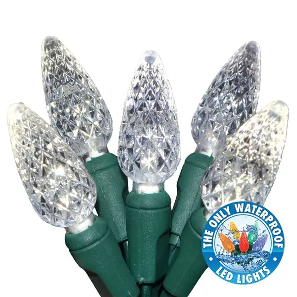 Holiday LED-C6R100-PW Christmas Commercial C6 LED 100-Light Reel Set Pure White Holiday Bright Lights