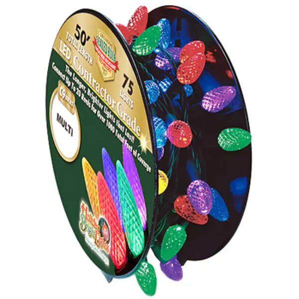 Holiday Bright LED-C9R75-MU8 Super Brite Multi Color LED C9 Light Set 75-Lights Holiday Bright Lights