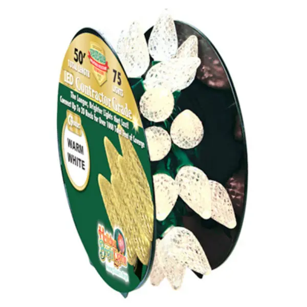 Holiday Bright LED-C9R75-WW8 Super Brite Warm White LED C9 Light Set 75-Lights Holiday Bright Lights