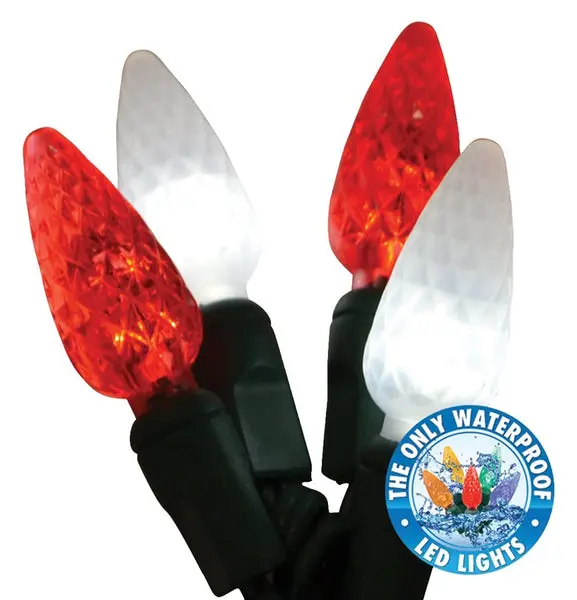 Holiday LEDBX-C650-CC6 Christmas Commercial C6 LED 50-Light Set 25.5 Feet Red and White Holiday Bright Lights