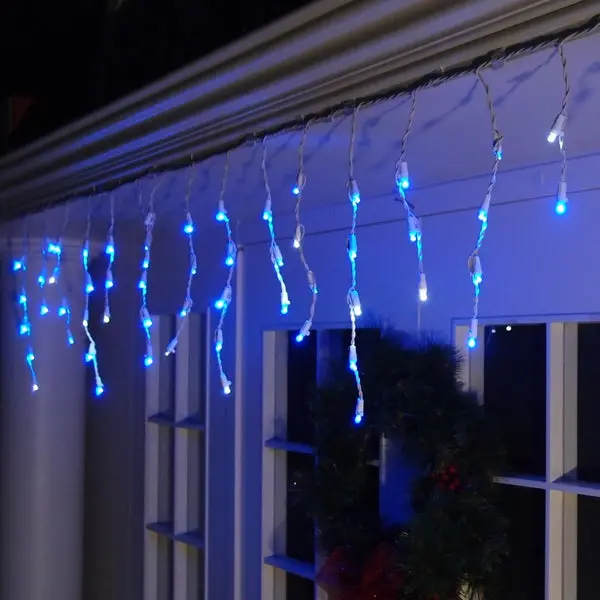 Holiday Wonderland Christmas Twinkling LED Icicle 105-Light Set Blue 47913-88